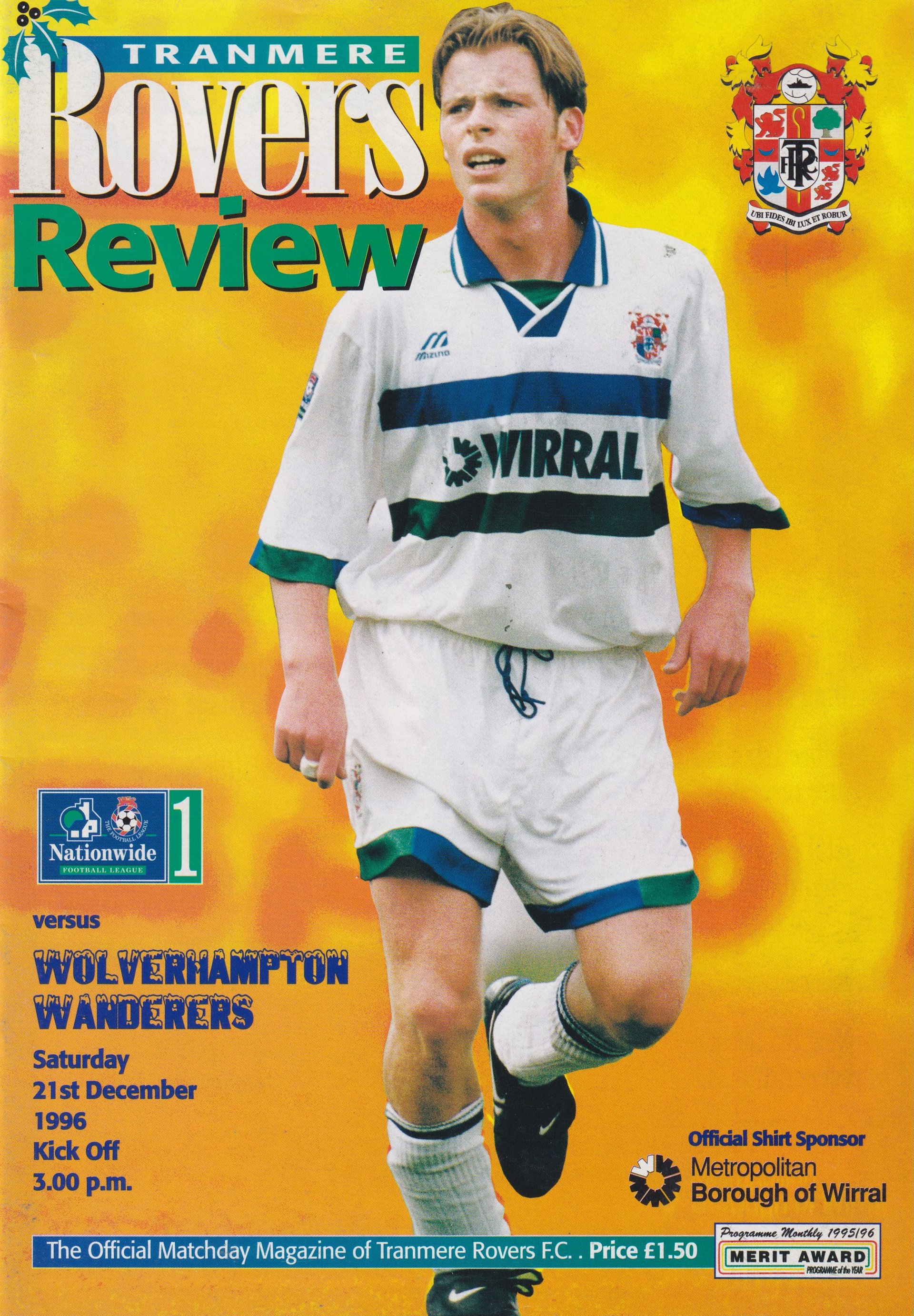 Tranmere Rovers v Wolverhampton Wanderers match programme